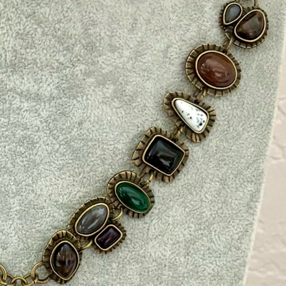 Multi Stone Drop Statement Necklace - image 4